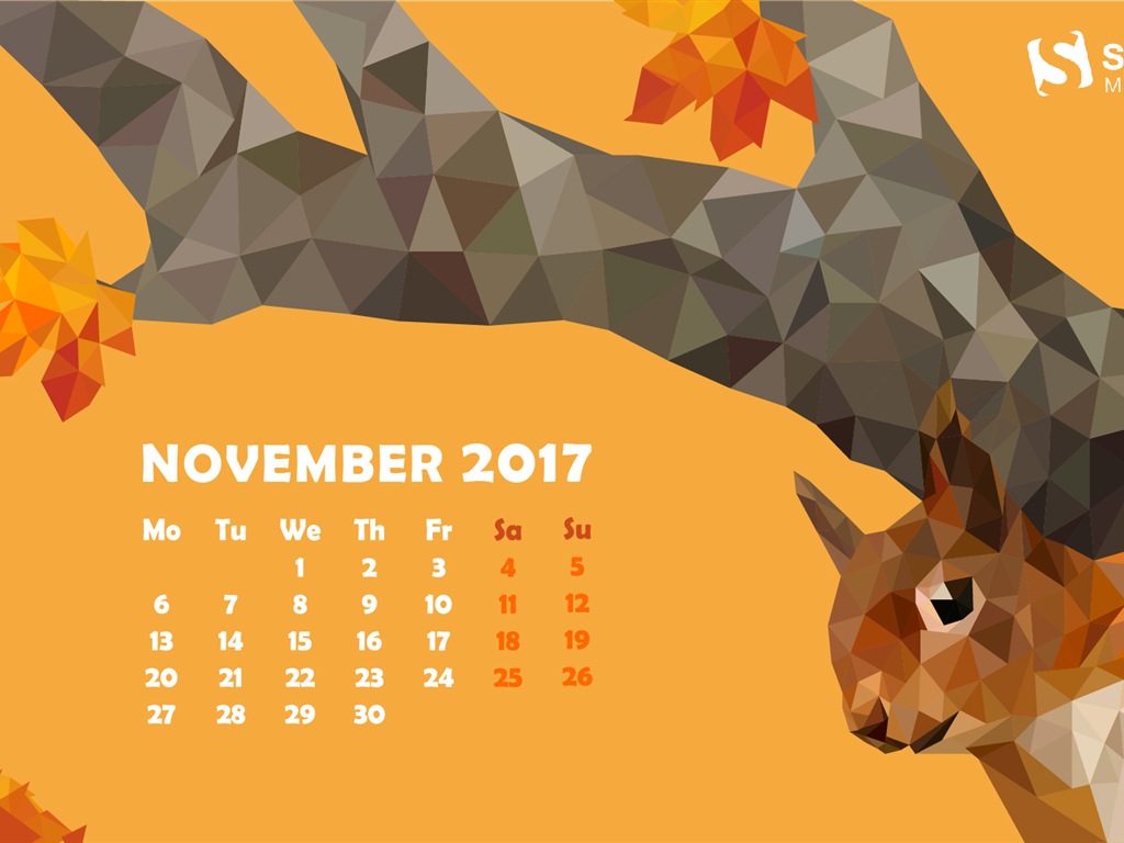 2017年11月 月曆壁紙 #7 - 1024x768
