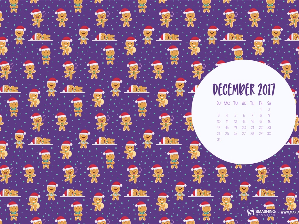 December 2017 Calendar Wallpaper #4 - 1024x768