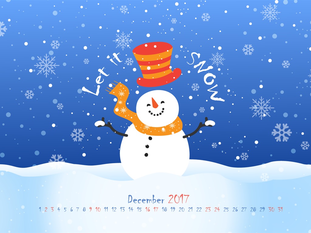 December 2017 Calendar Wallpaper #16 - 1024x768
