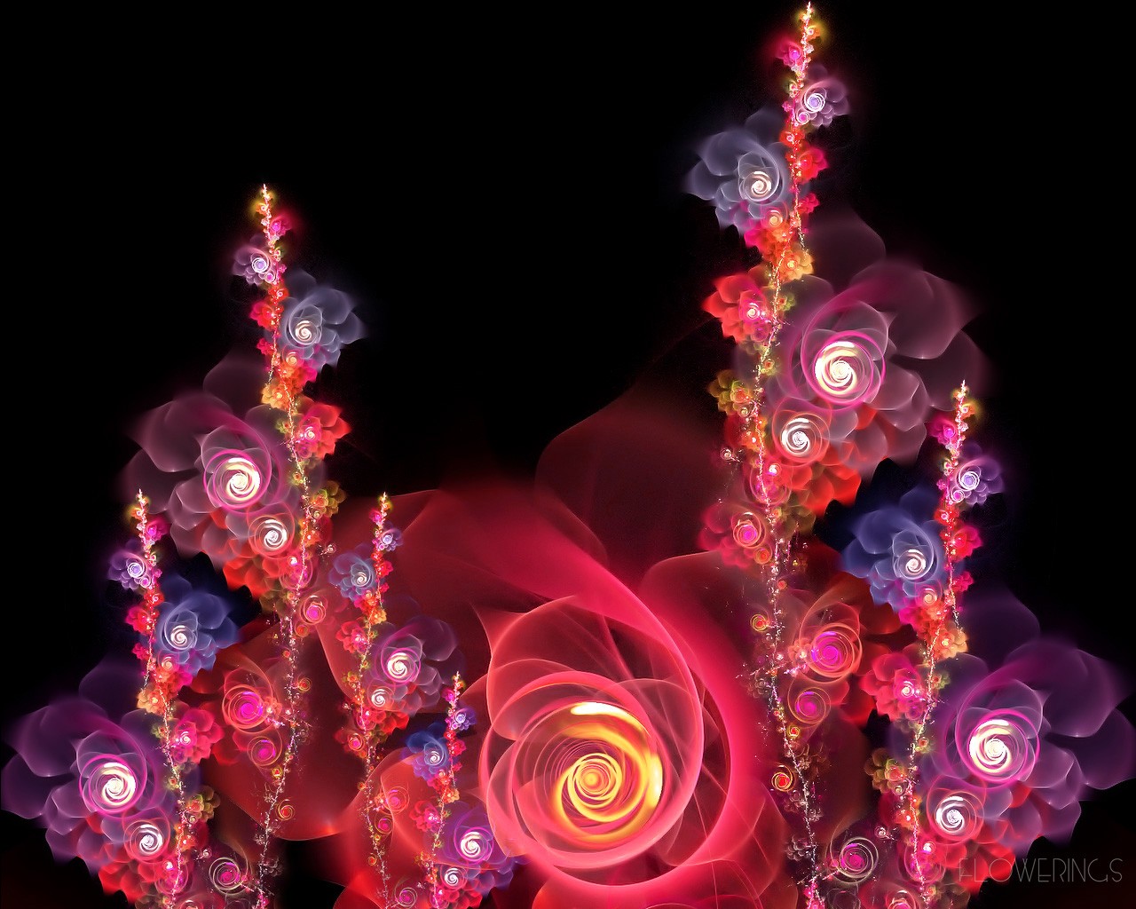 3D夢幻抽象花朵壁紙 #5 - 1280x1024