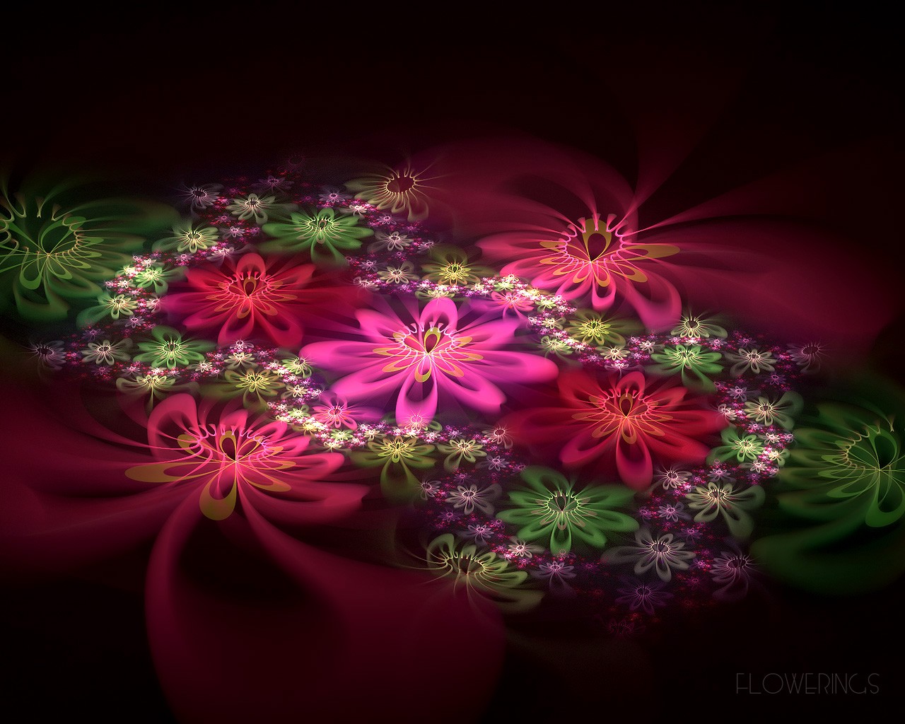 3D梦幻抽象花朵壁纸13 - 1280x1024