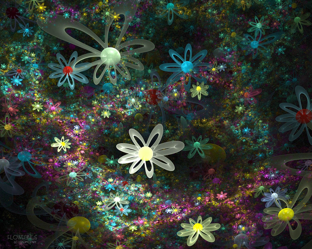 3D梦幻抽象花朵壁纸27 - 1280x1024