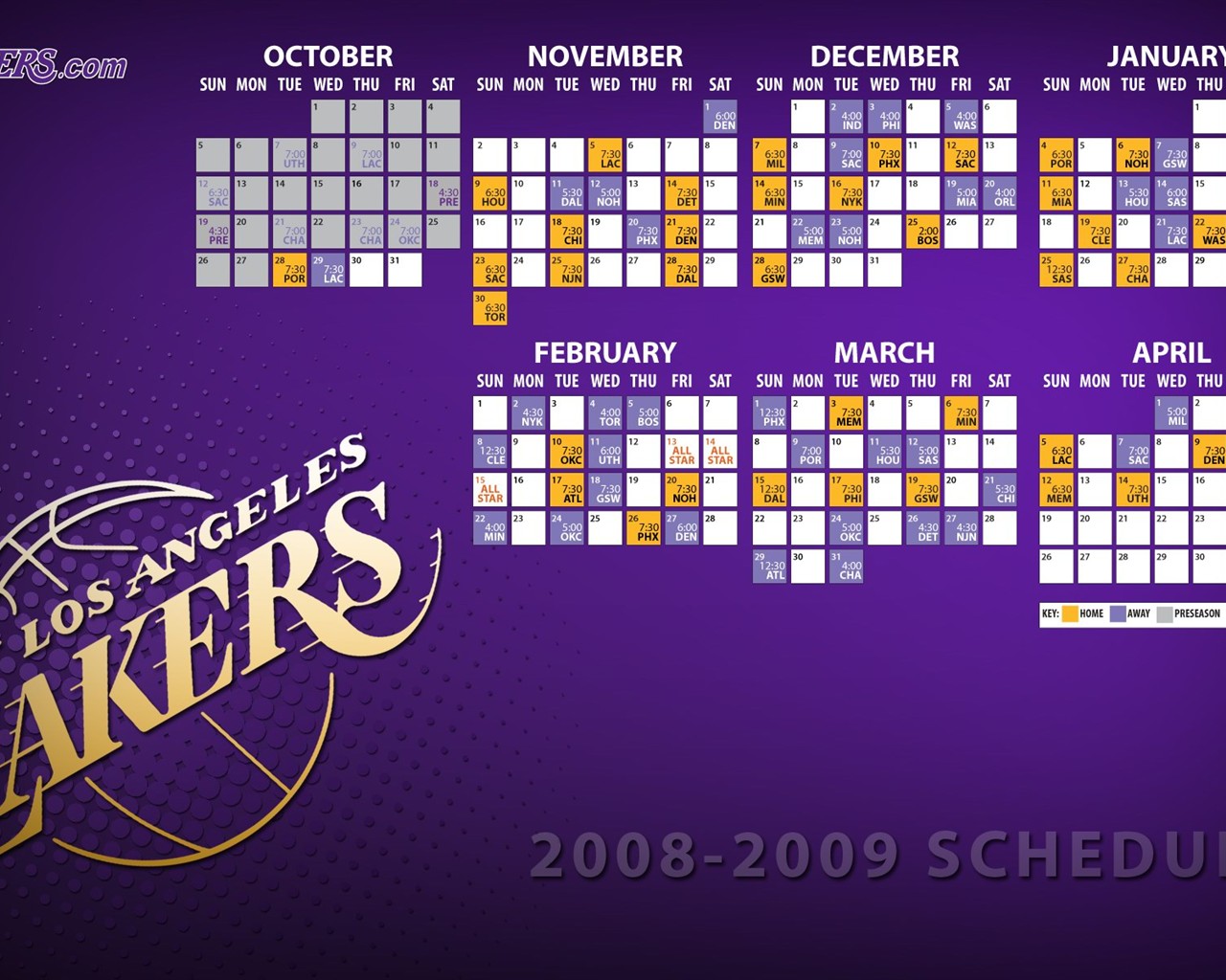 Los Angeles Lakers Offizielle Wallpaper #1 - 1280x1024