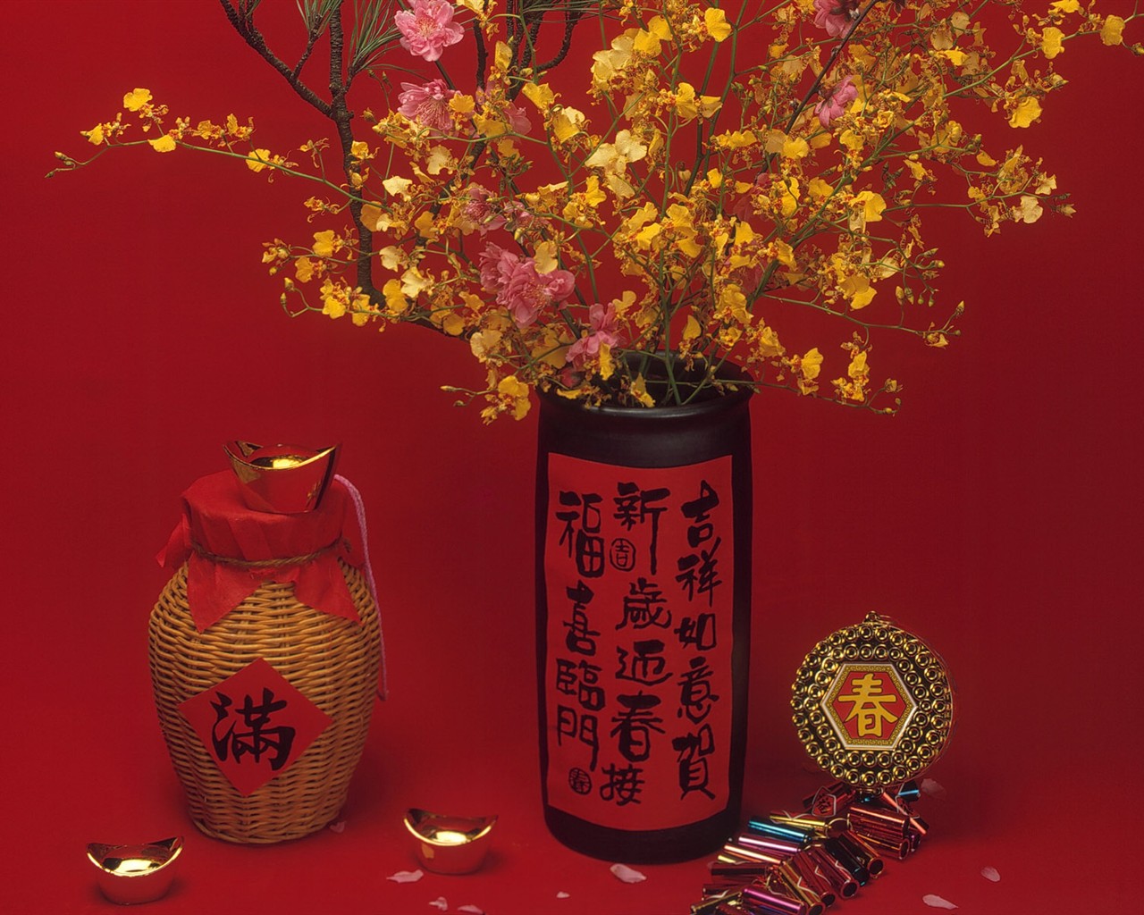 China Wind festive red wallpaper #11 - 1280x1024