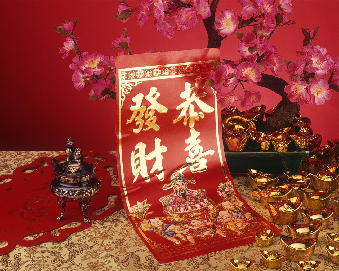 Čína Vítr slavnostní červená tapeta #50 - 1280x1024