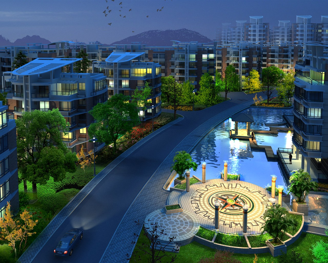 高清園林建築效果壁紙 #40 - 1280x1024