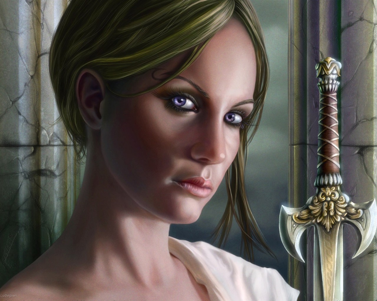 CG Illustration Fantasy Wallpaper Frauen #21 - 1280x1024