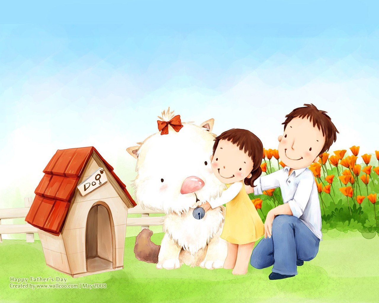 Father's Day theme of South Korean illustrator wallpaper #4 - 1280x1024