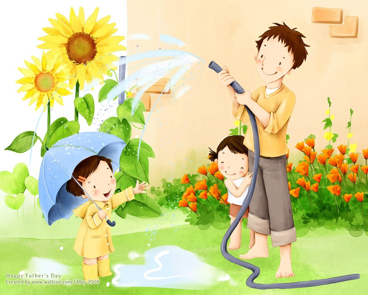 Father's Day theme of South Korean illustrator wallpaper #5 - 1280x1024