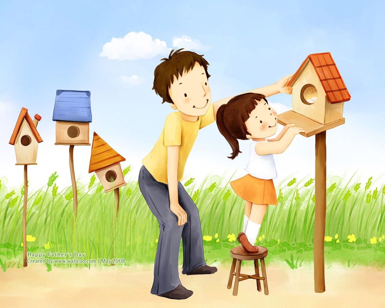 Father's Day theme of South Korean illustrator wallpaper #6 - 1280x1024