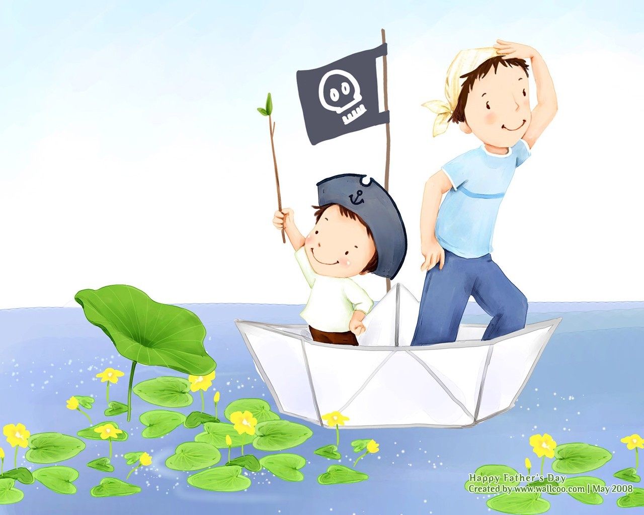 Father's Day theme of South Korean illustrator wallpaper #7 - 1280x1024