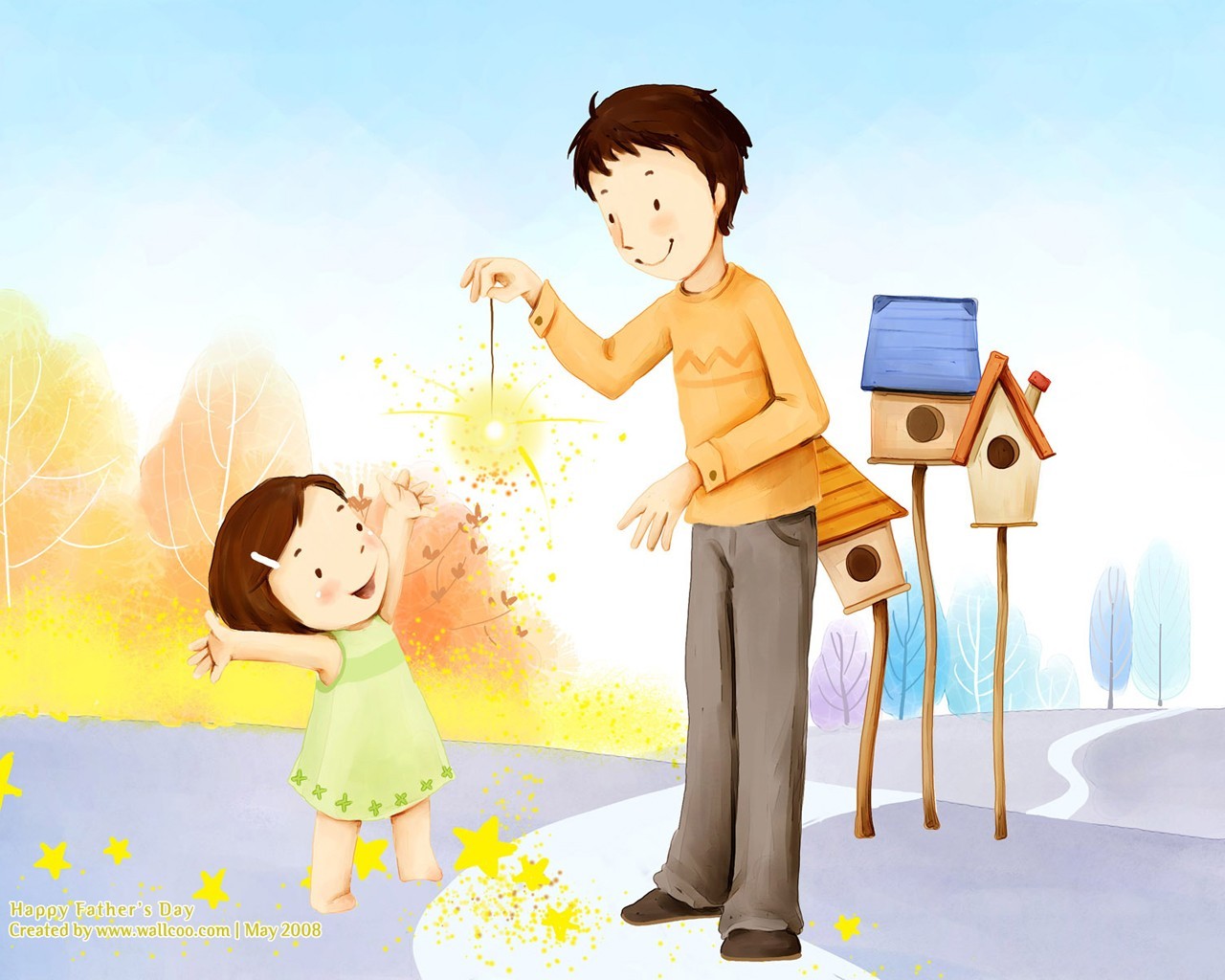Father's Day theme of South Korean illustrator wallpaper #8 - 1280x1024