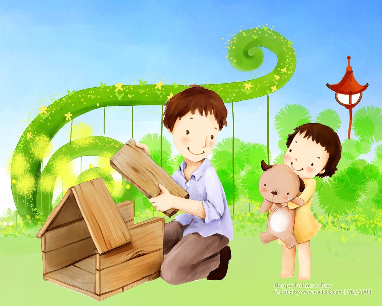 Father's Day theme of South Korean illustrator wallpaper #10 - 1280x1024
