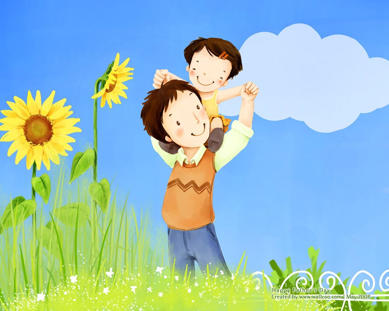 Father's Day theme of South Korean illustrator wallpaper #11 - 1280x1024
