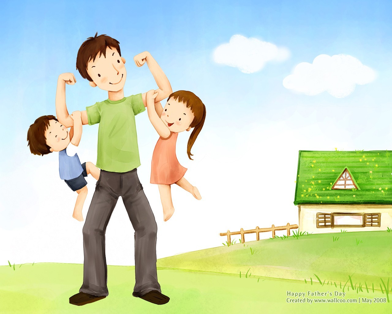 Father's Day theme of South Korean illustrator wallpaper #13 - 1280x1024