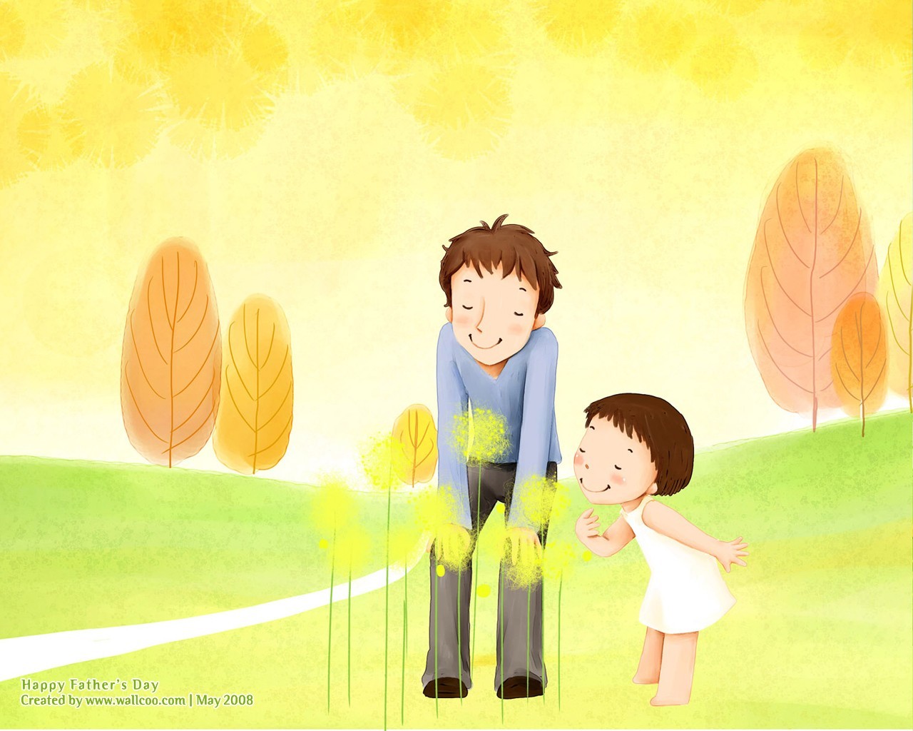 Father's Day theme of South Korean illustrator wallpaper #15 - 1280x1024