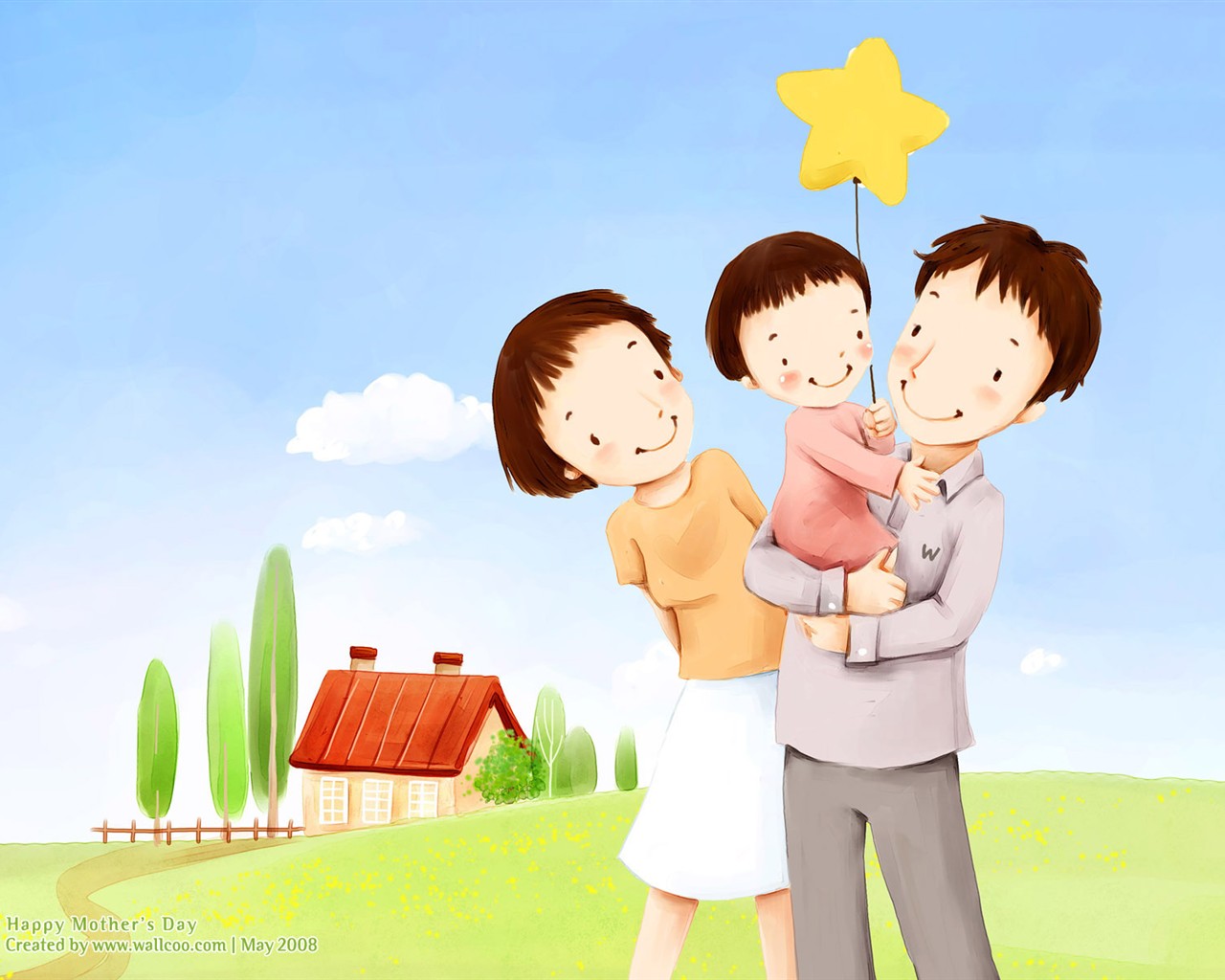 Mother's Day theme of South Korean illustrator wallpaper #2 - 1280x1024