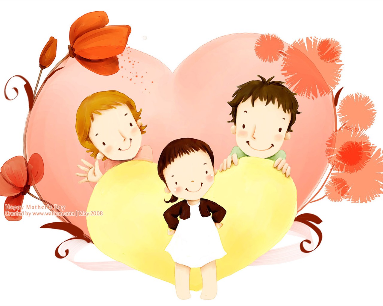 母亲节主题韩国插画壁纸4 - 1280x1024