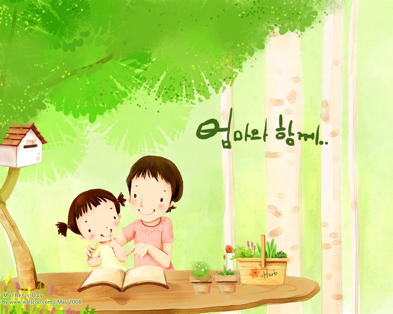 tema de Día de la Madre de fondos de pantalla de Corea del Sur ilustrador #17 - 1280x1024