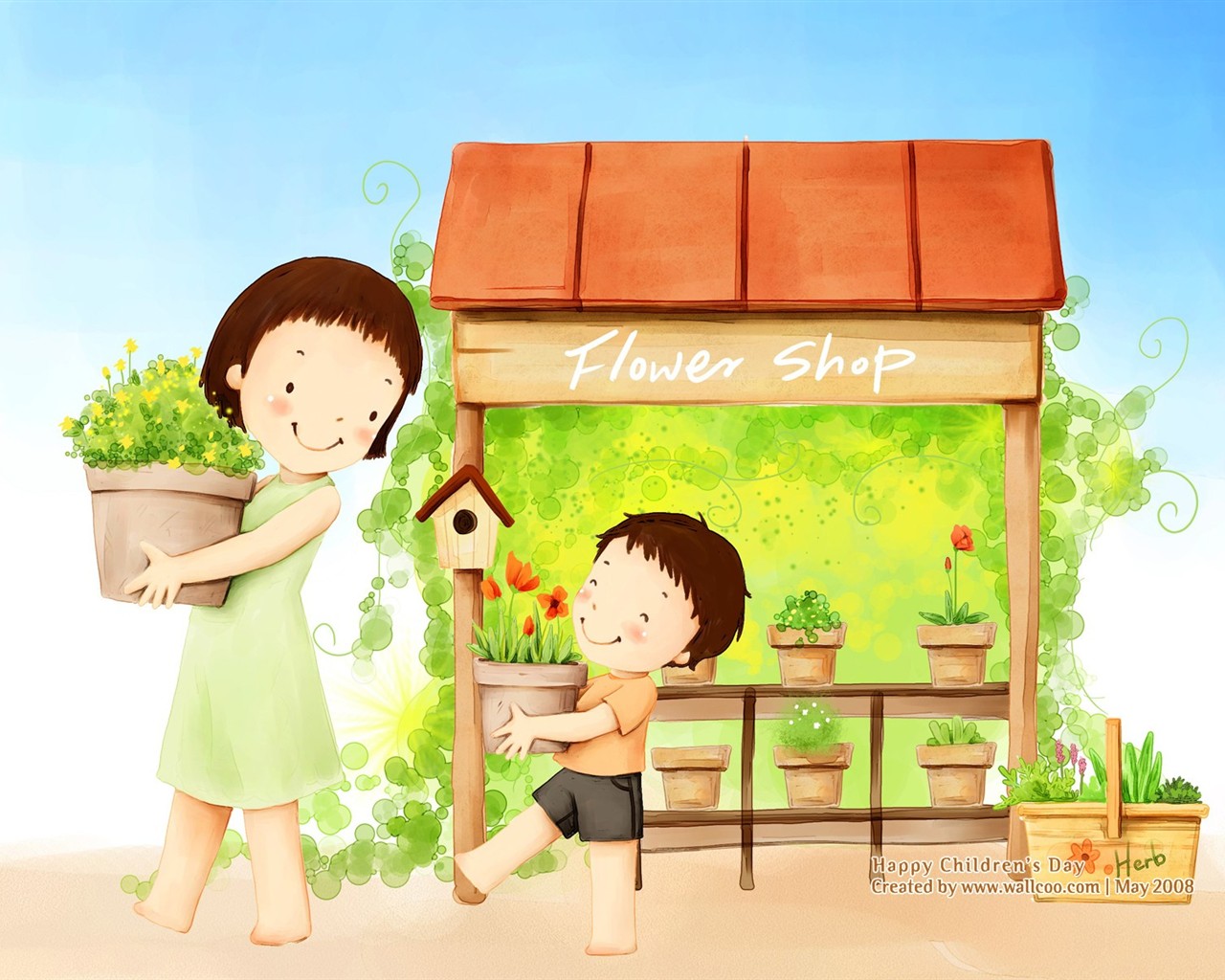 Lovely Children's Day wallpaper illustrator #25 - 1280x1024