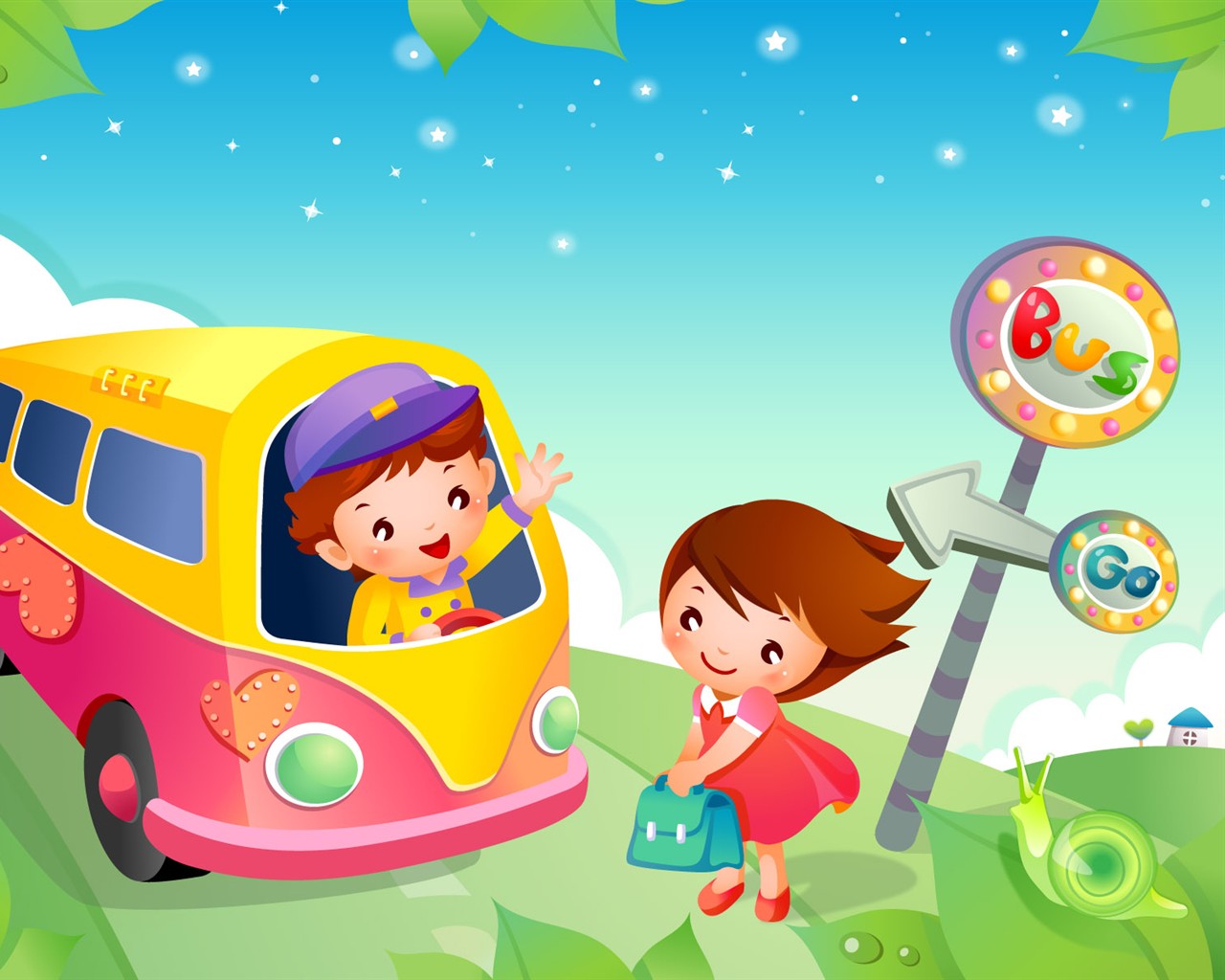 Vector Cartoon Child Wallpaper Album #10 - 1280x1024