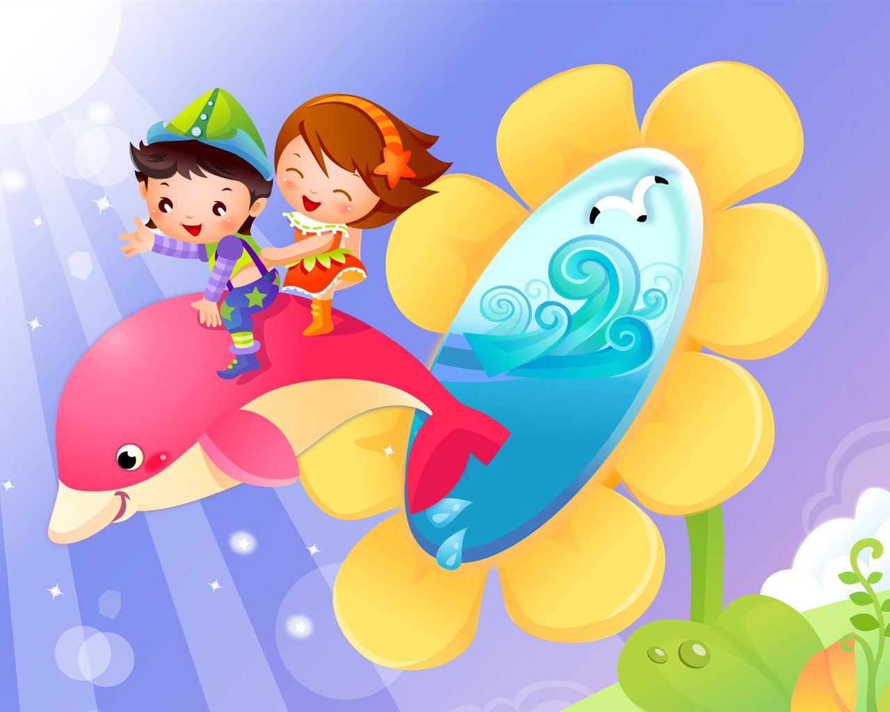 Vector Cartoon Child Wallpaper Album #12 - 1280x1024