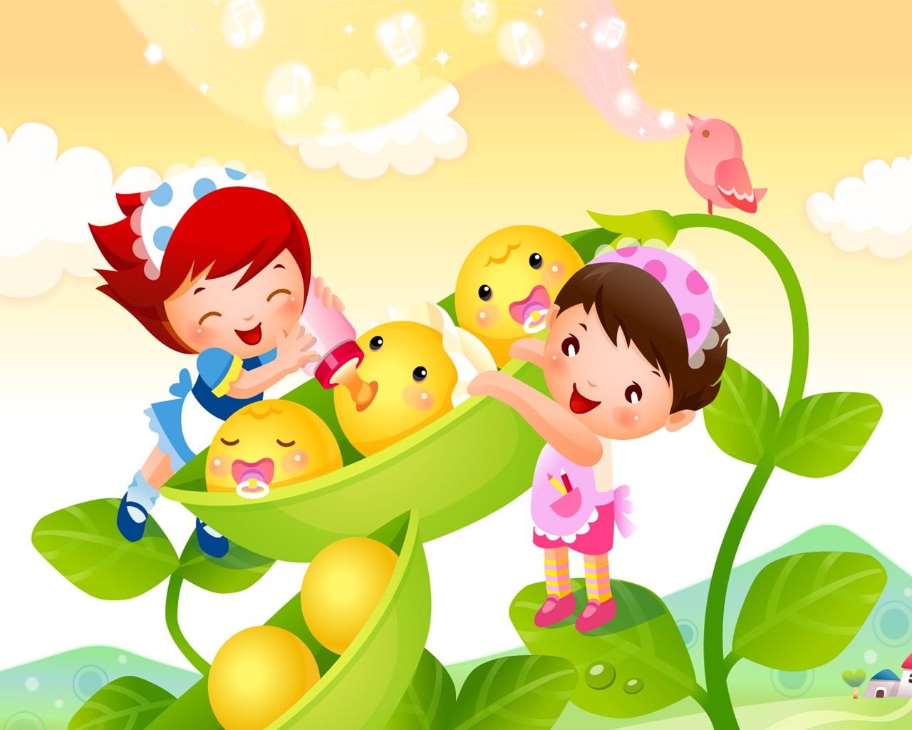 Vector Cartoon Child Wallpaper Album #18 - 1280x1024