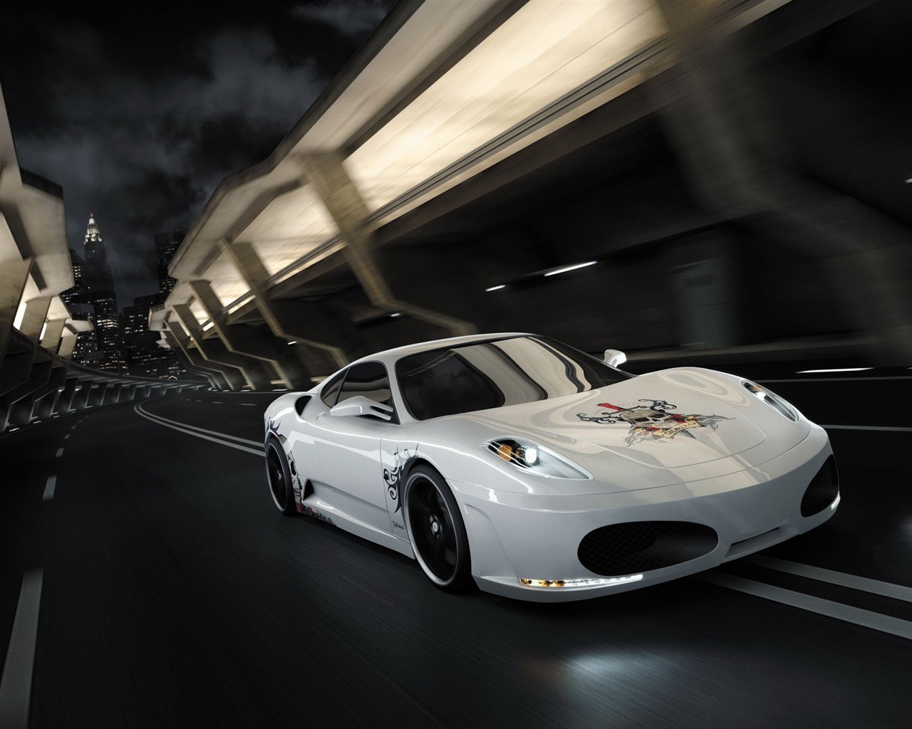 bílá lebka Ferrari F430 tapety #10 - 1280x1024