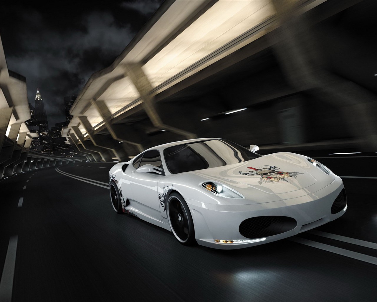 White Skull Ferrari F430 Wallpapers #10 - 1280x1024