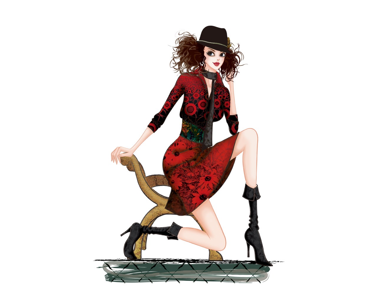 Vector-style fashion women wallpaper #7 - 1280x1024
