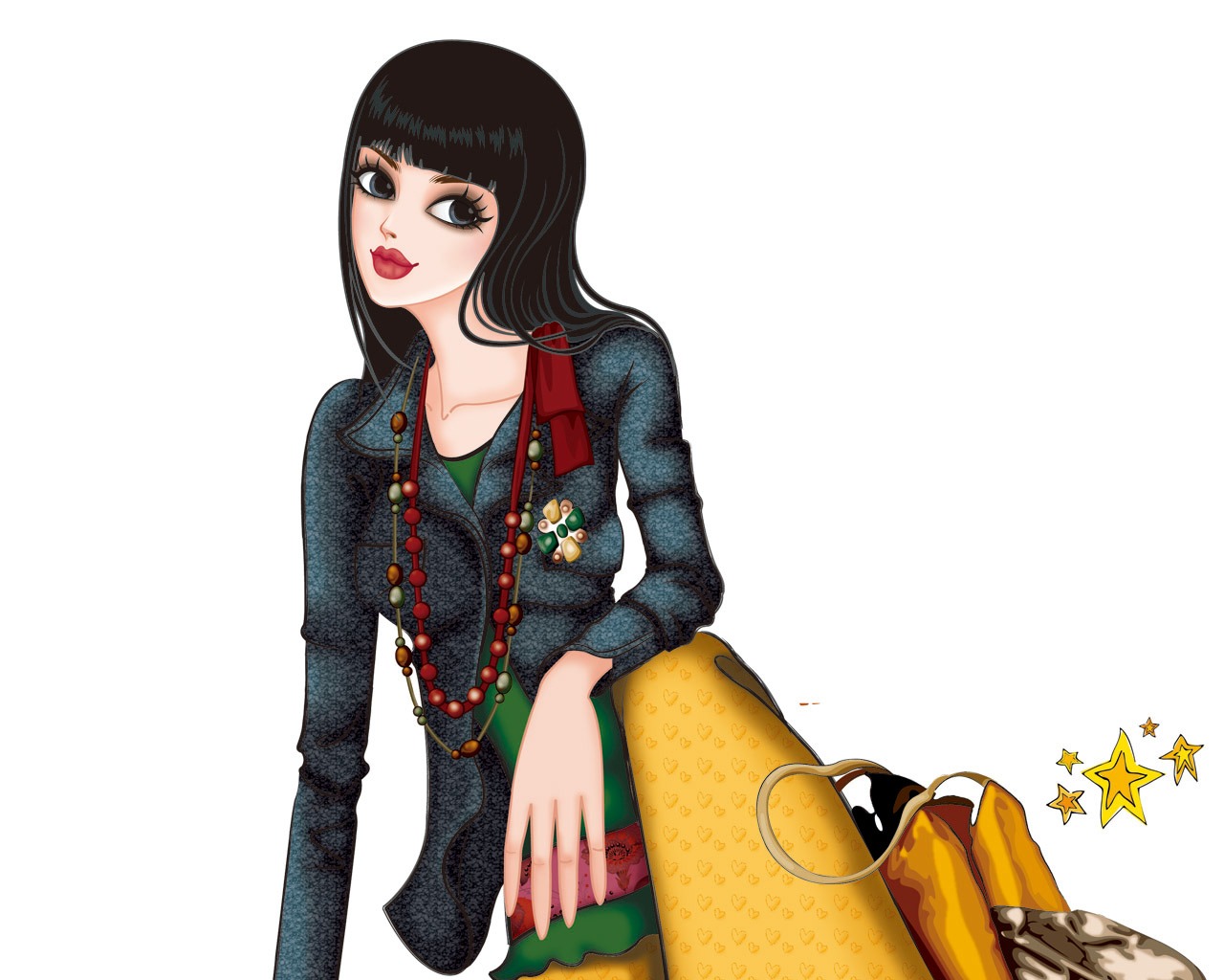 Vector-style fashion women wallpaper #19 - 1280x1024