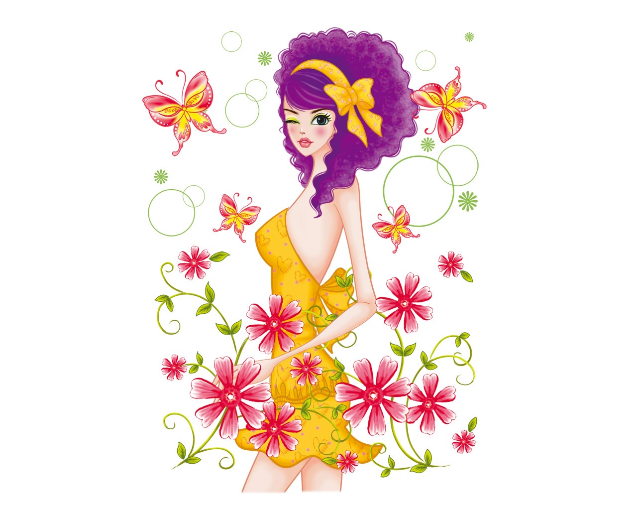 Vector-style fashion women wallpaper #23 - 1280x1024