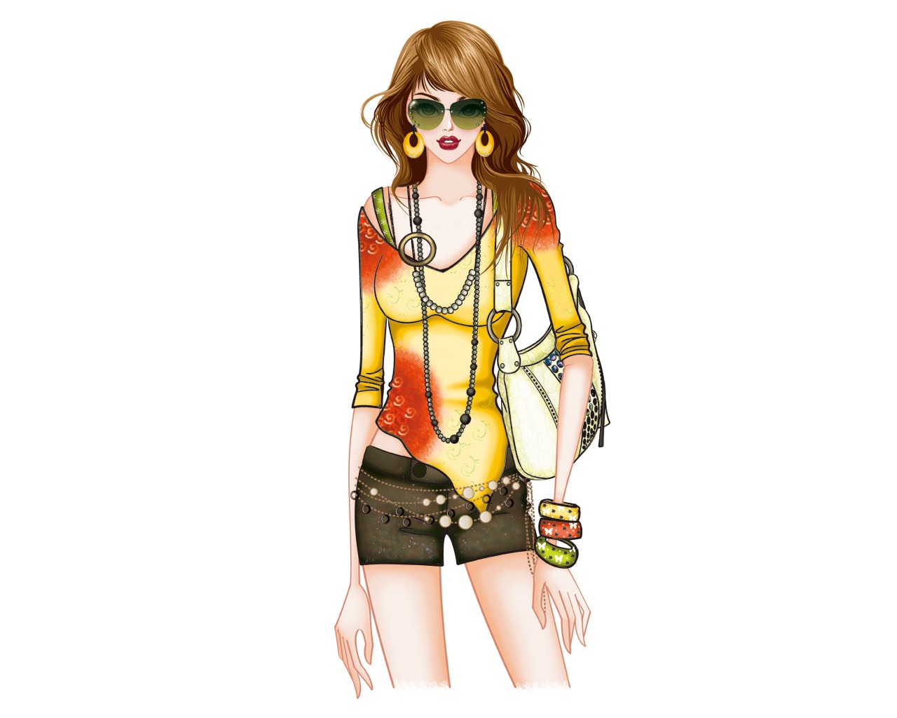 Vector-style fashion women wallpaper #31 - 1280x1024