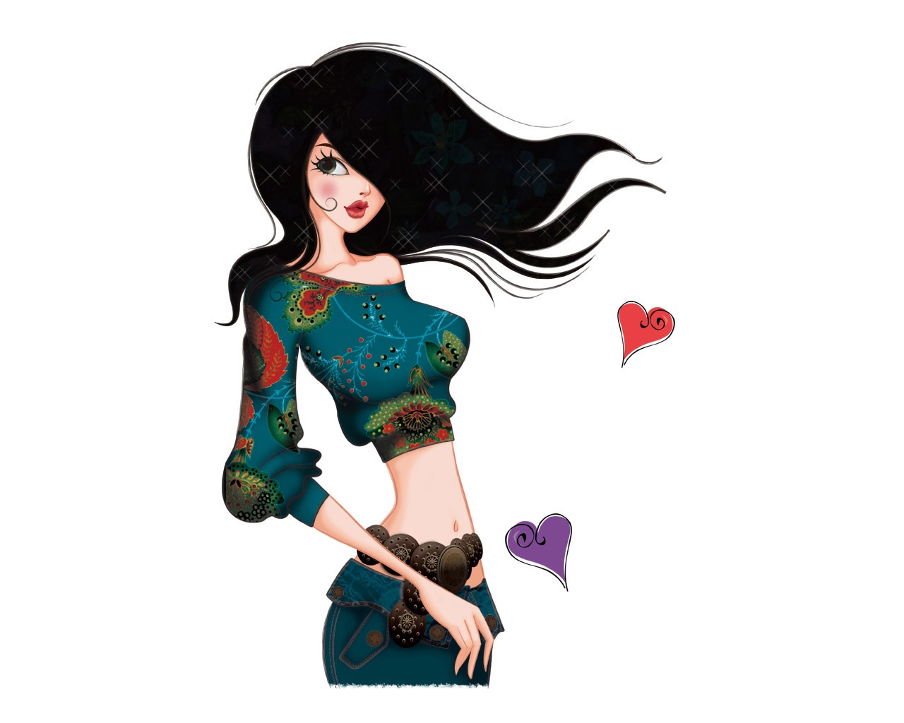 Vector-style fashion women wallpaper #40 - 1280x1024