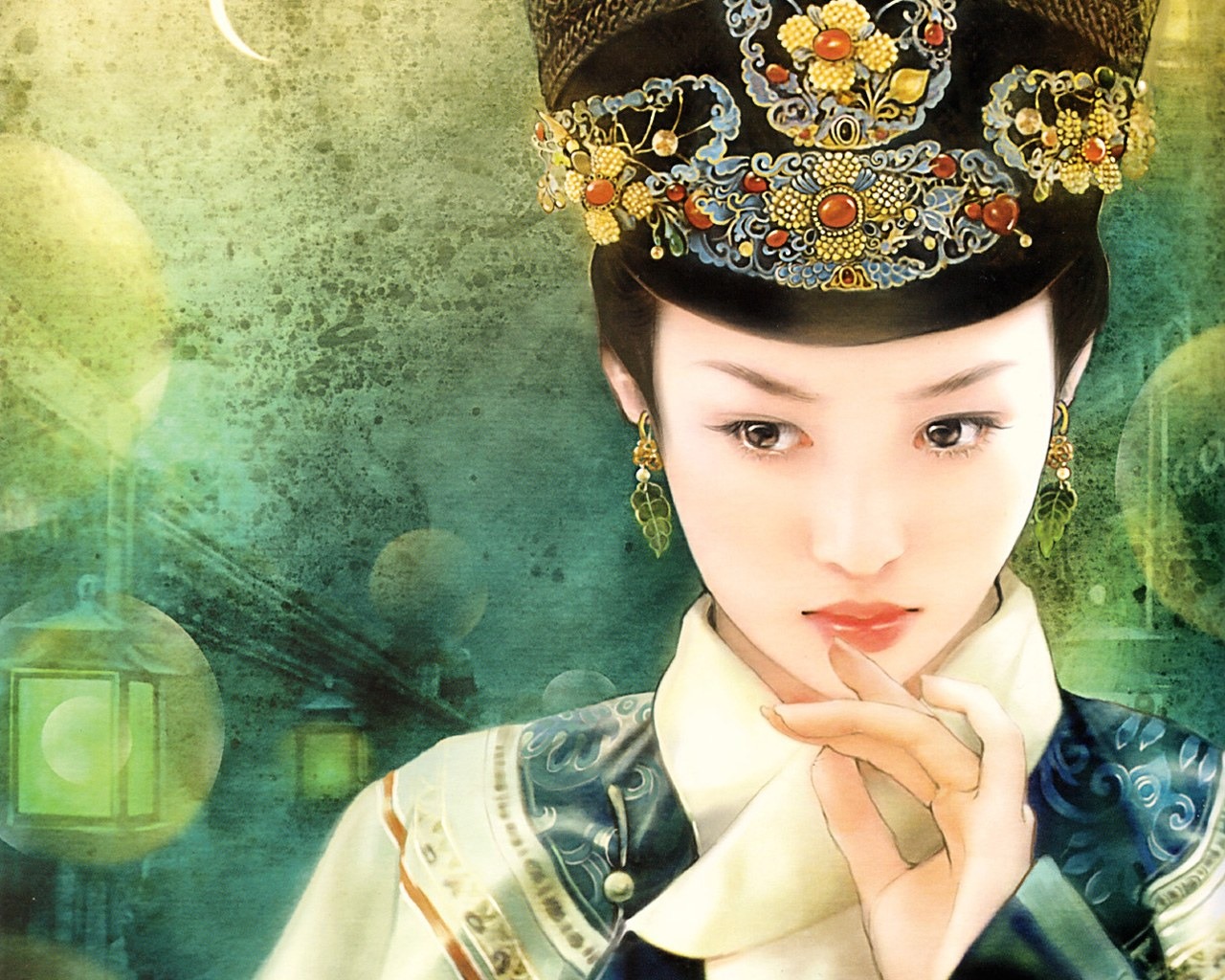 Qing Dynasty Women Painting Wallpaper #1 - 1280x1024