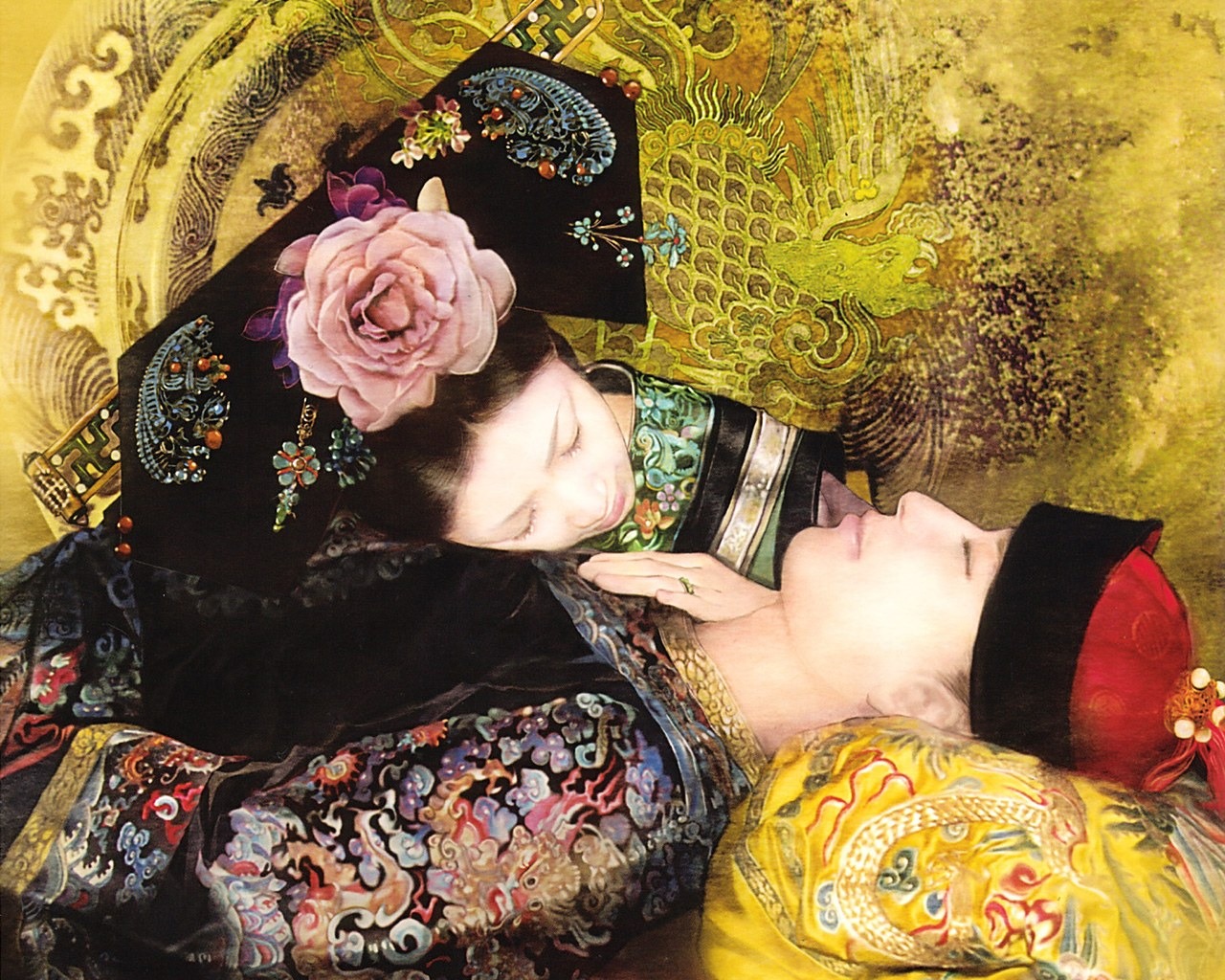 Fond d'écran Peinture Qing dynastie des femmes #7 - 1280x1024