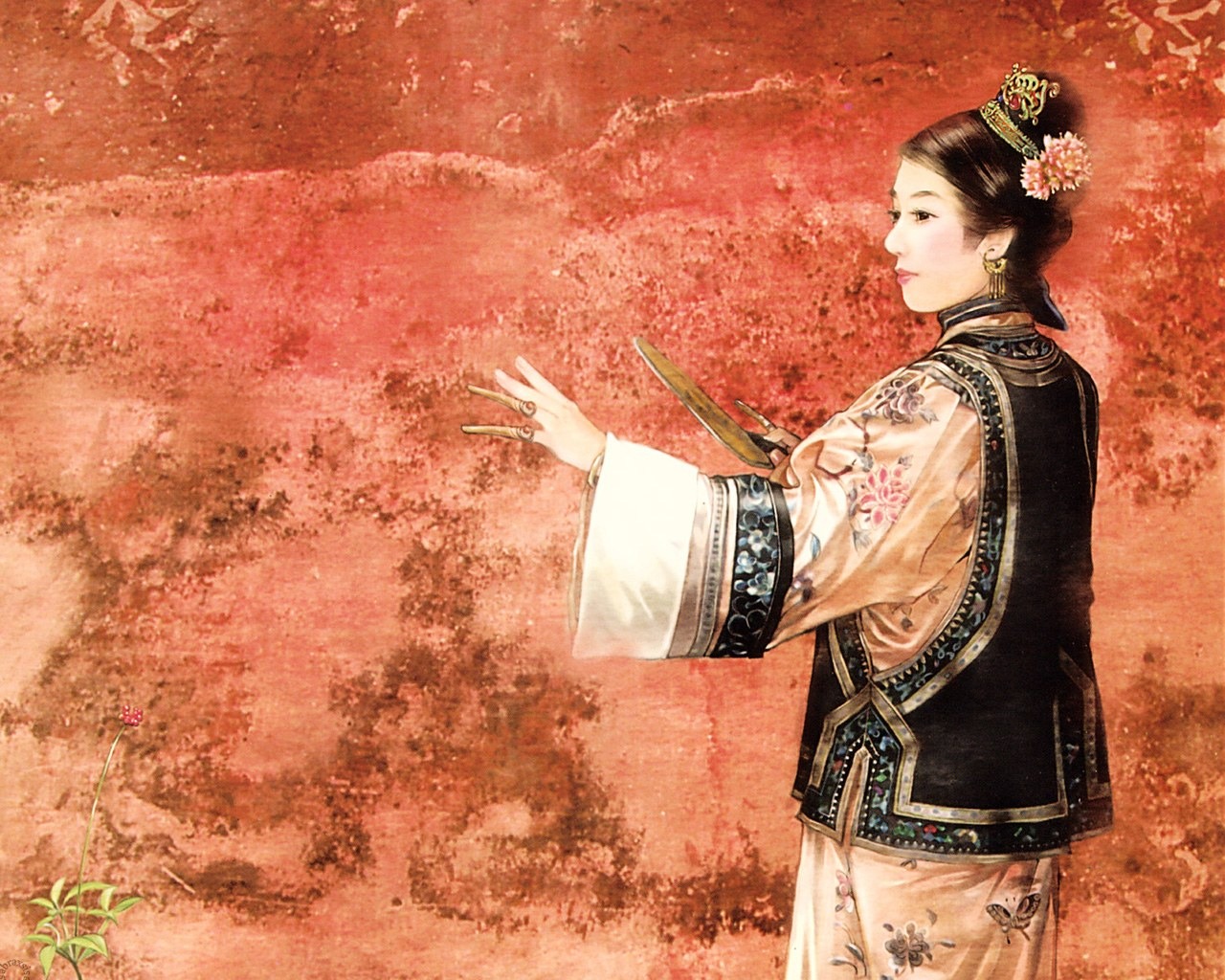 Qing Dynasty Women Painting Wallpaper #10 - 1280x1024