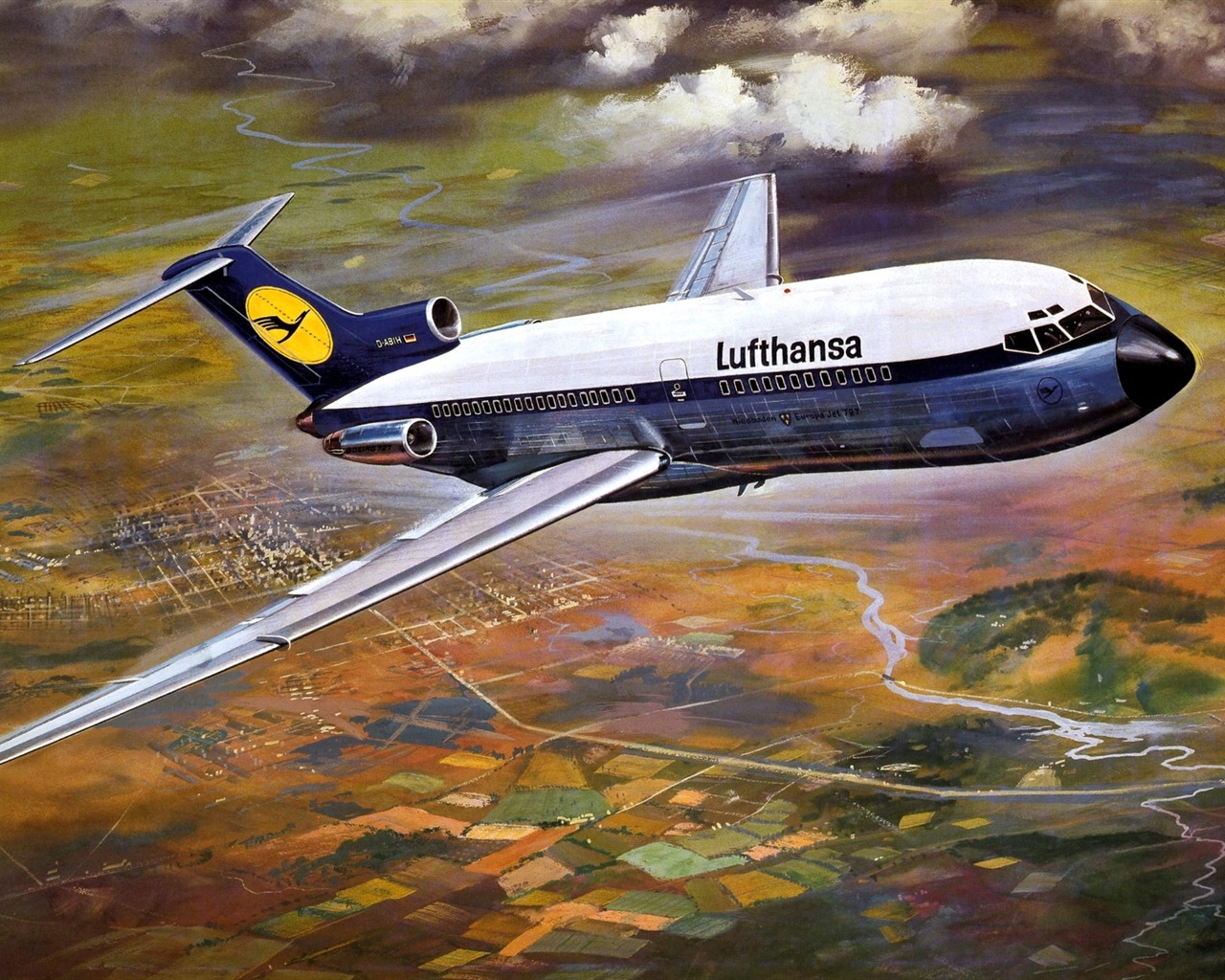 高清晰油畫飛機壁紙 #6 - 1280x1024