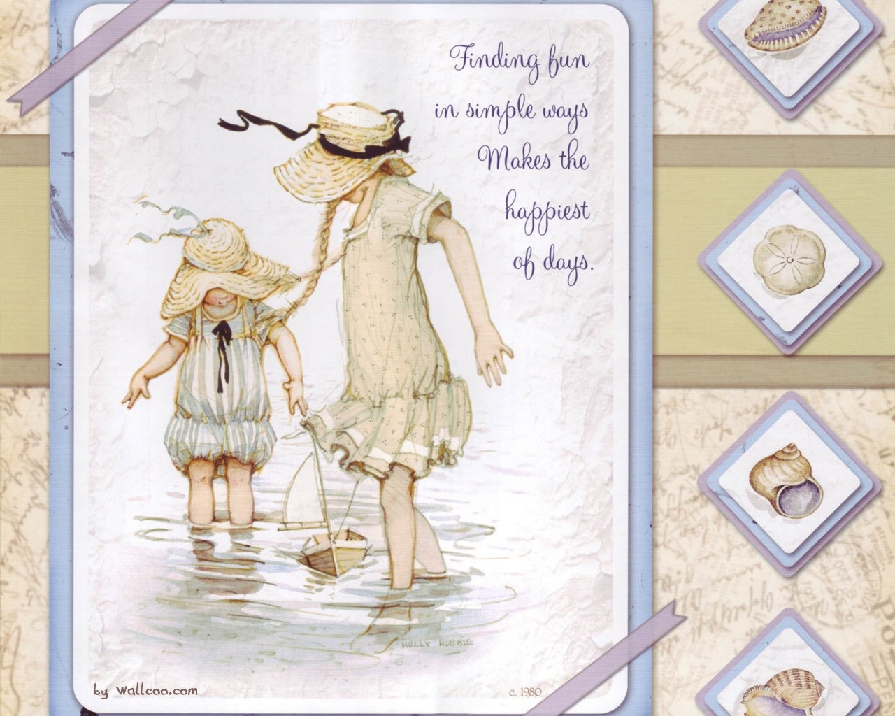 Holly Hobbie cute little girl hand-painted wallpaper #6 - 1280x1024