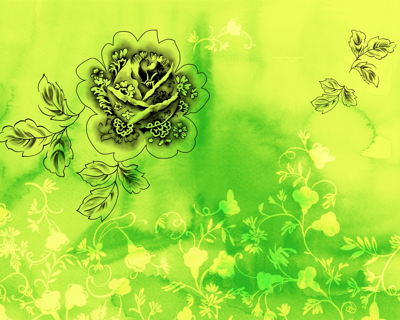 절묘한 잉크 꽃 배경 화면 #7 - 1280x1024