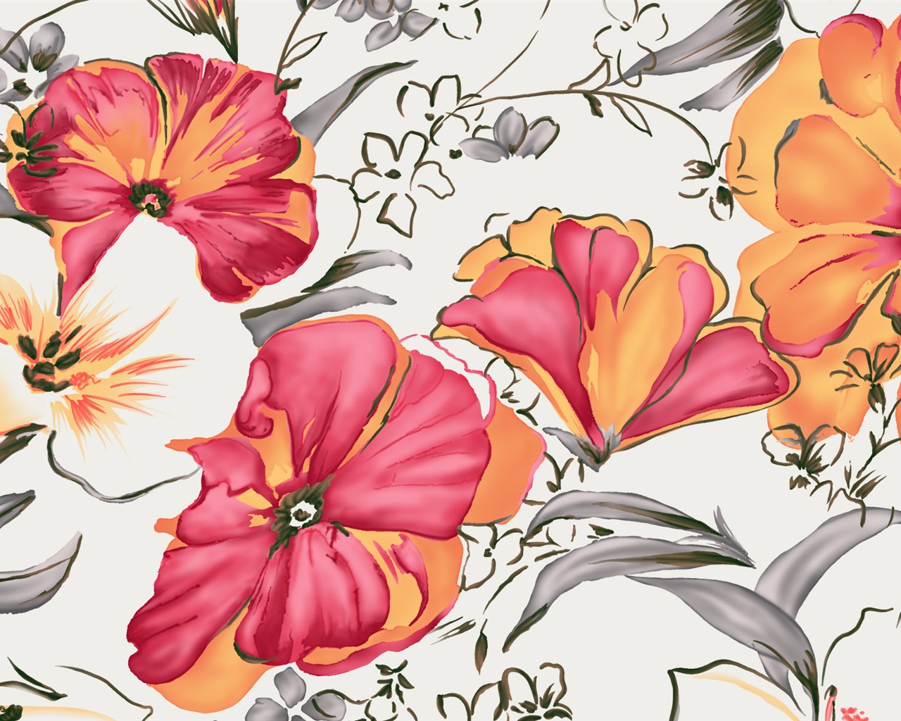 Exquisite Ink Flower Wallpapers #9 - 1280x1024