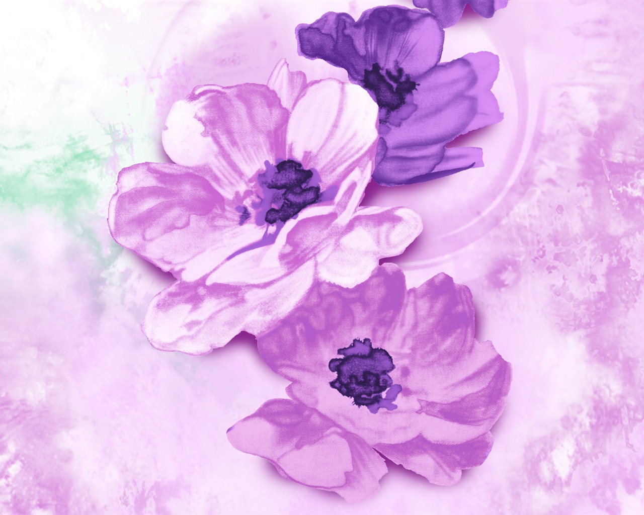 절묘한 잉크 꽃 배경 화면 #13 - 1280x1024
