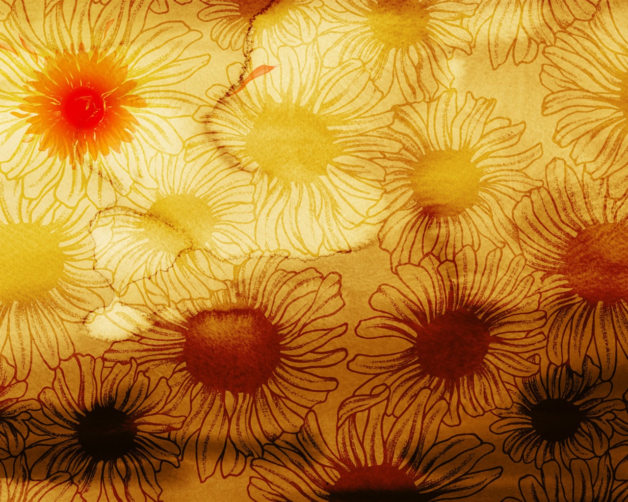 절묘한 잉크 꽃 배경 화면 #20 - 1280x1024