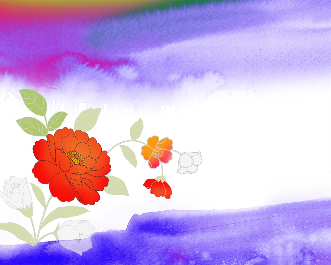 절묘한 잉크 꽃 배경 화면 #23 - 1280x1024