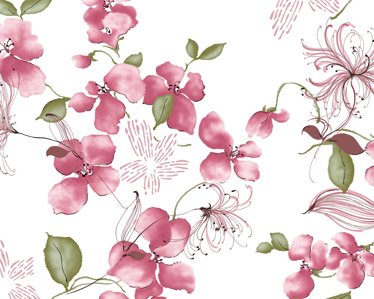 Exquisite Ink Flower Wallpapers #24 - 1280x1024