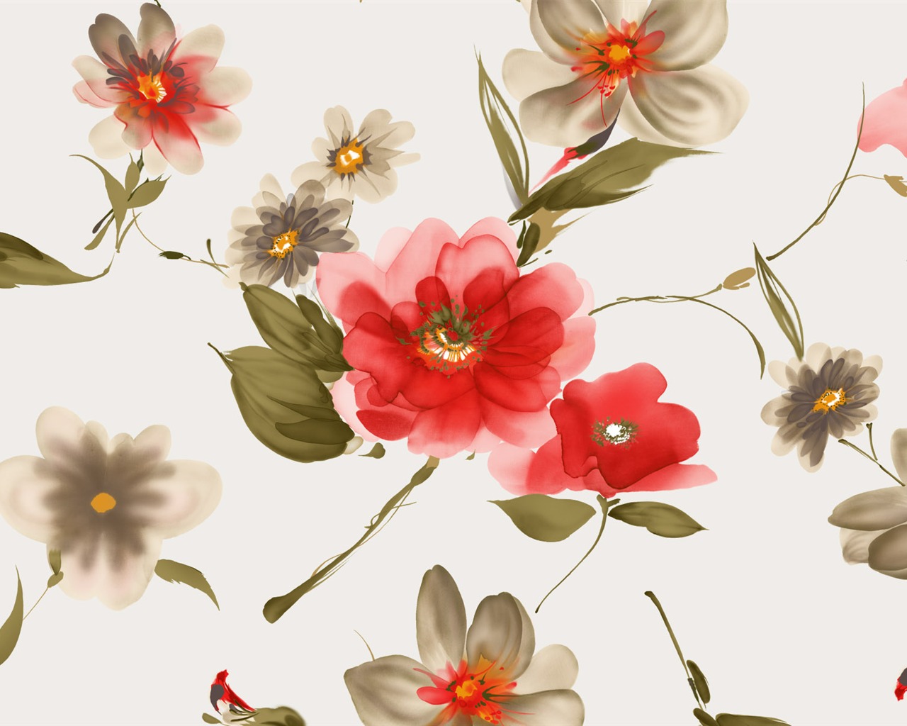 절묘한 잉크 꽃 배경 화면 #28 - 1280x1024