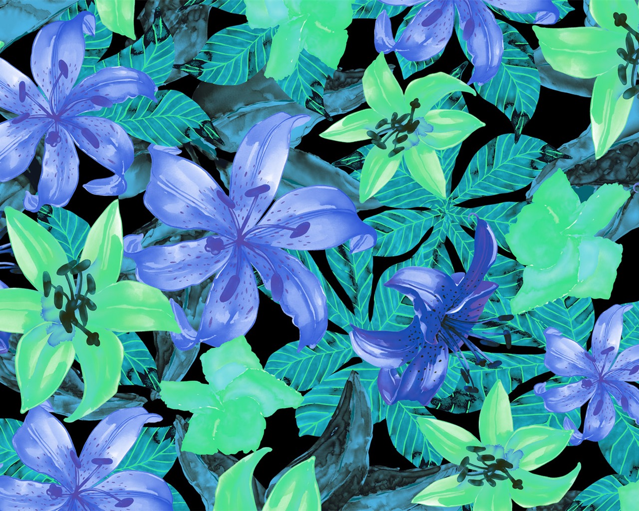 절묘한 잉크 꽃 배경 화면 #30 - 1280x1024