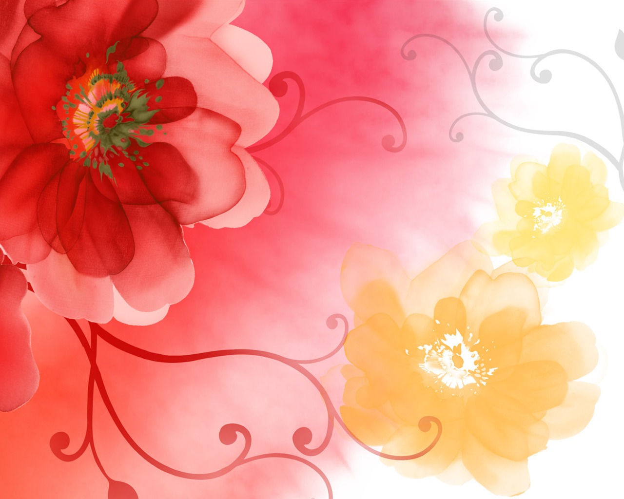 水墨花卉精美壁紙 #38 - 1280x1024