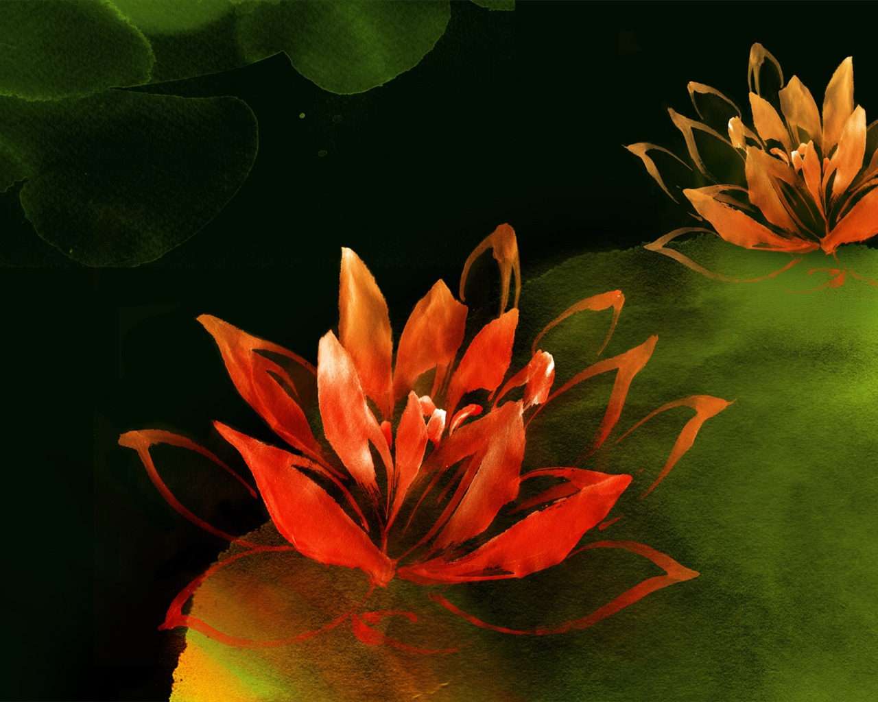 절묘한 잉크 꽃 배경 화면 #40 - 1280x1024