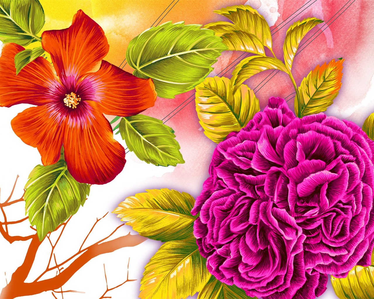 Floral wallpaper illustration design #1 - 1280x1024